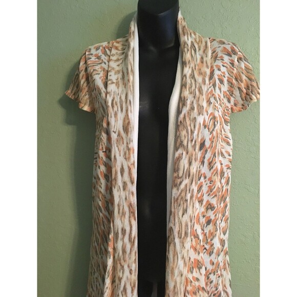 Alberto Makali Asymmetrical Open Animal Print Cardigan Short Sleeve  Size L. - Picture 2 of 6